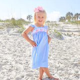 Happy Whale Blue Windowpane Smocked Amy Dress