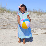Pacific Whale Smocked Mint Stripe Angel Sleeve Dress