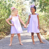 Purple Plaid Seersucker Tie Strap Dress