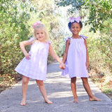 Light Pink Plaid Seersucker Tie Strap Dress