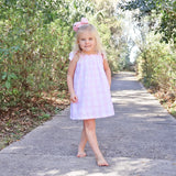 Light Pink Plaid Seersucker Tie Strap Dress