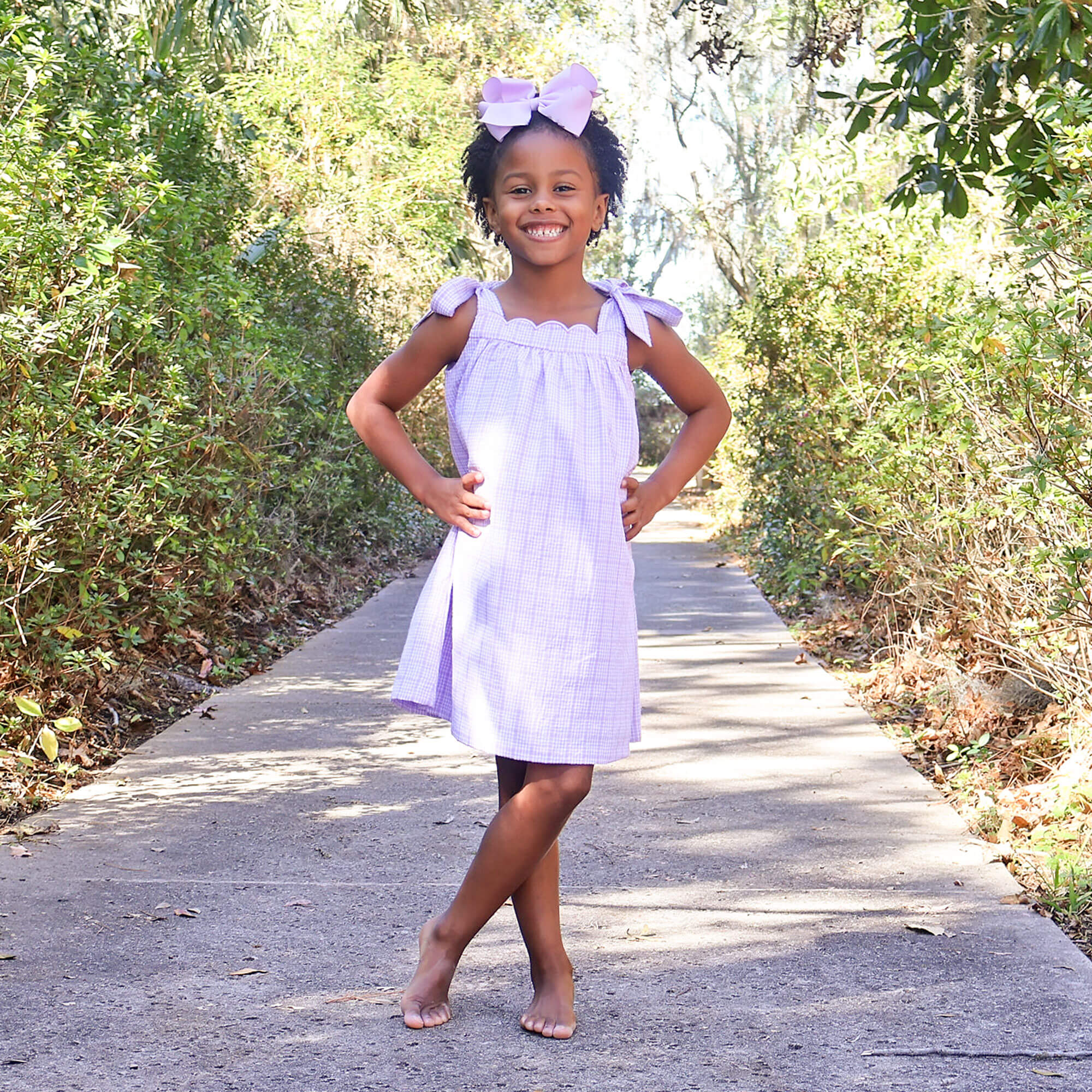 apolina kids■ Madrid Sundress Lavender Purple Plaid Seersucker Tie Strap Dress – Classic Whimsy