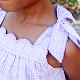 Purple Plaid Seersucker Tie Strap Dress