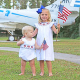 Flag Smocked White Pique Sun Bubble