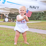 Flag Smocked White Pique Sun Bubble