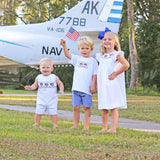 Flag Smocked White Pique Jon Jon