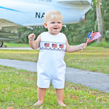 Flag Smocked White Pique Jon Jon
