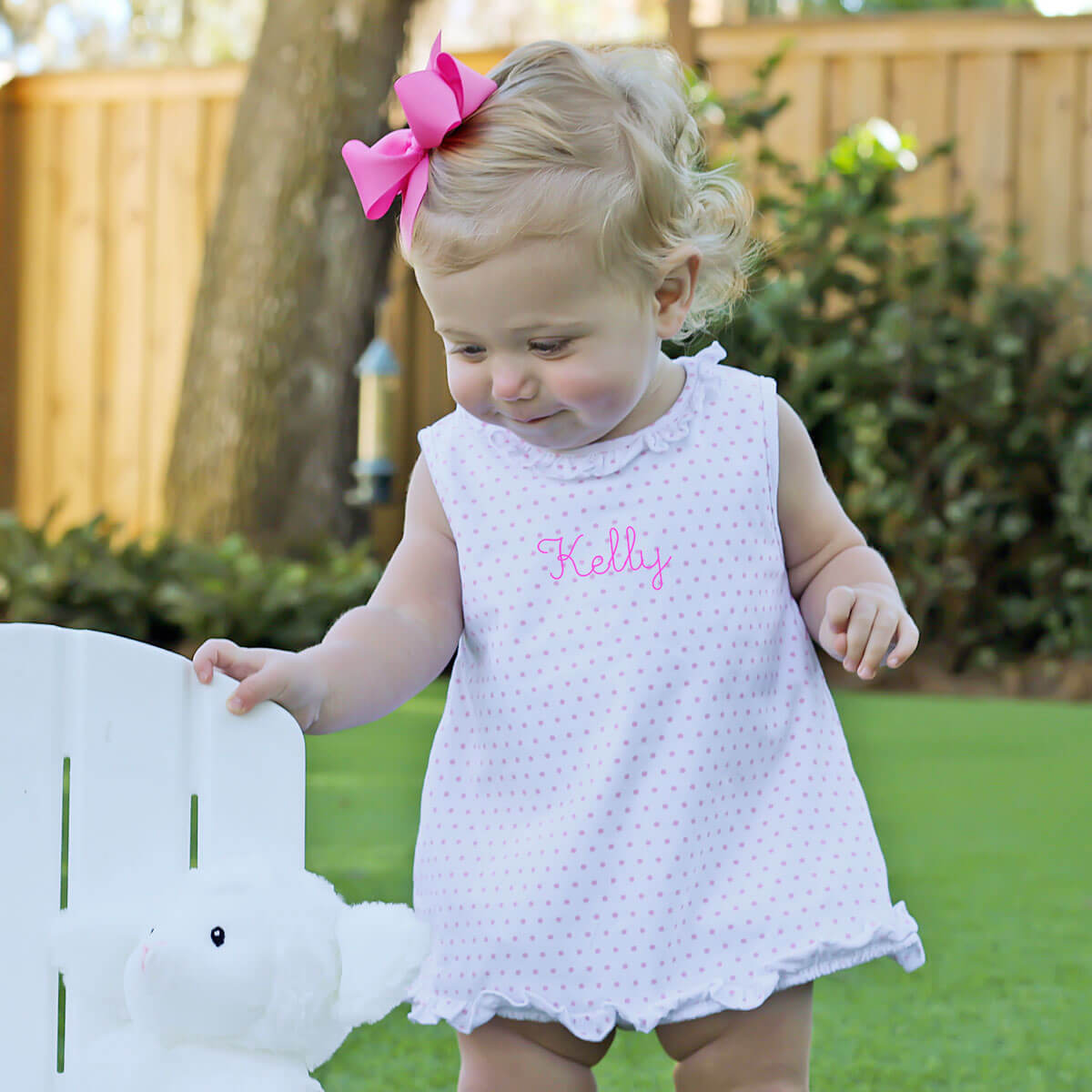 Pink Polka Dot Skirt Bubble by Classic Whimsy - Girls Bubbles - Pink Polka Dot 12M Pink Polka Dot Skirt Bubble by Classic Whimsy - Girls Bubbles - Pink Polka Dot 12M