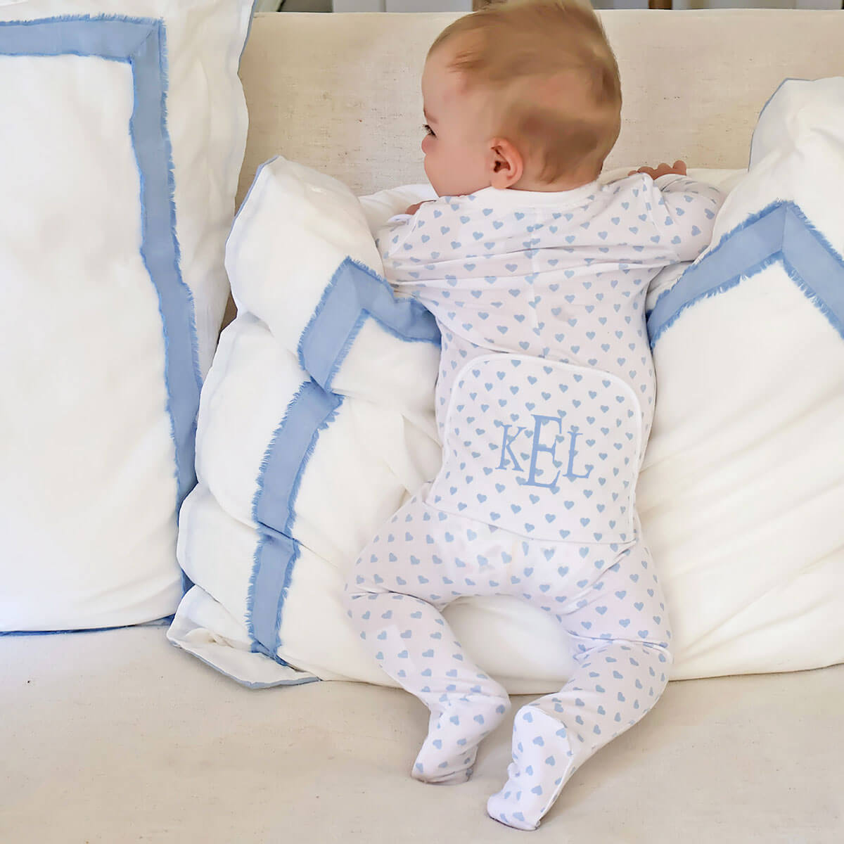 Blue Heart Print Zip Sleeper – Classic Whimsy