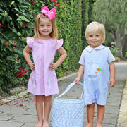 Easter Delight Pink Stripe Bunny Claire Dress