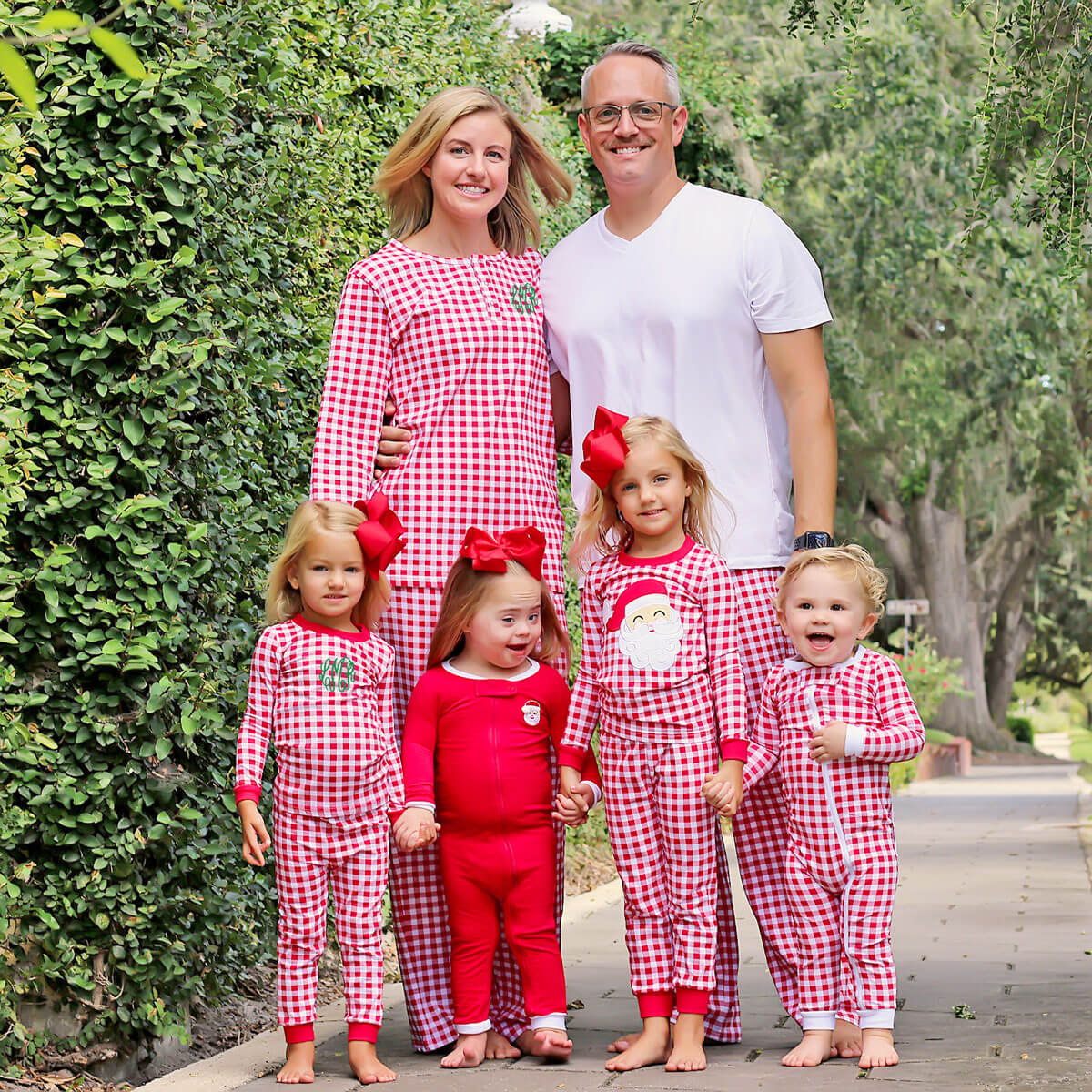 Red Gingham Knit Women's Pajamas