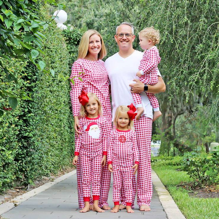 Red Gingham Knit Dad Pajama Pants