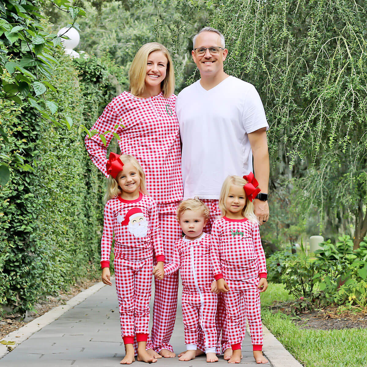 Red Gingham Knit Mom Pajamas