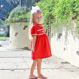 Lace Trim Red Lily Dress