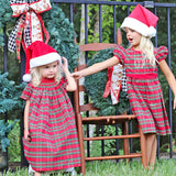 Manchester Plaid Red Smocked Bishop Dress