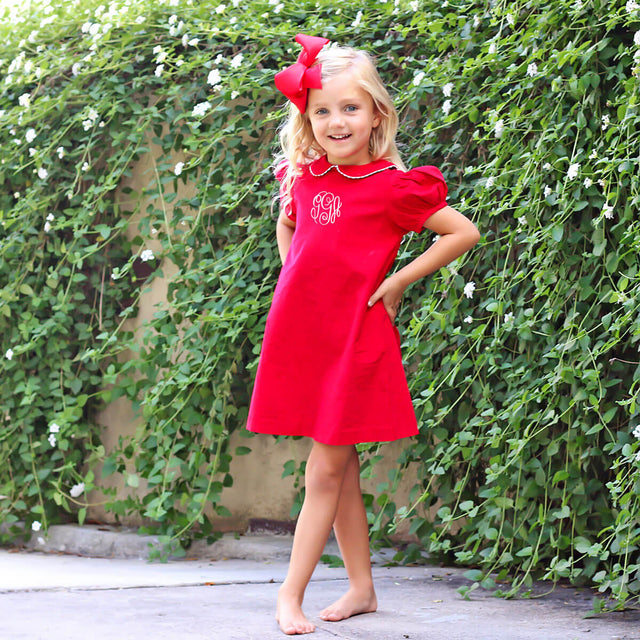 Red Corduroy Sally Dress Classic Whimsy Red Corduroy Sally Dress Classic Whimsy