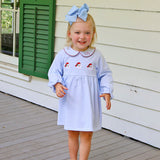 Happy Santa Light Blue Stripe Riley Dress