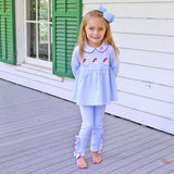 Happy Santa Light Blue Stripe Riley Legging Set