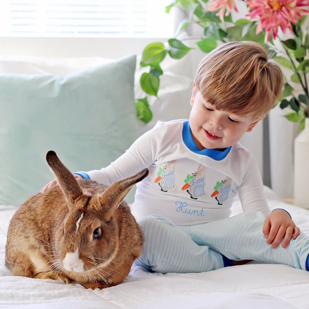 Family Rabbit Pyjamas Storybook Rabbit Blue Stripe Pajamas – Classic Whimsy