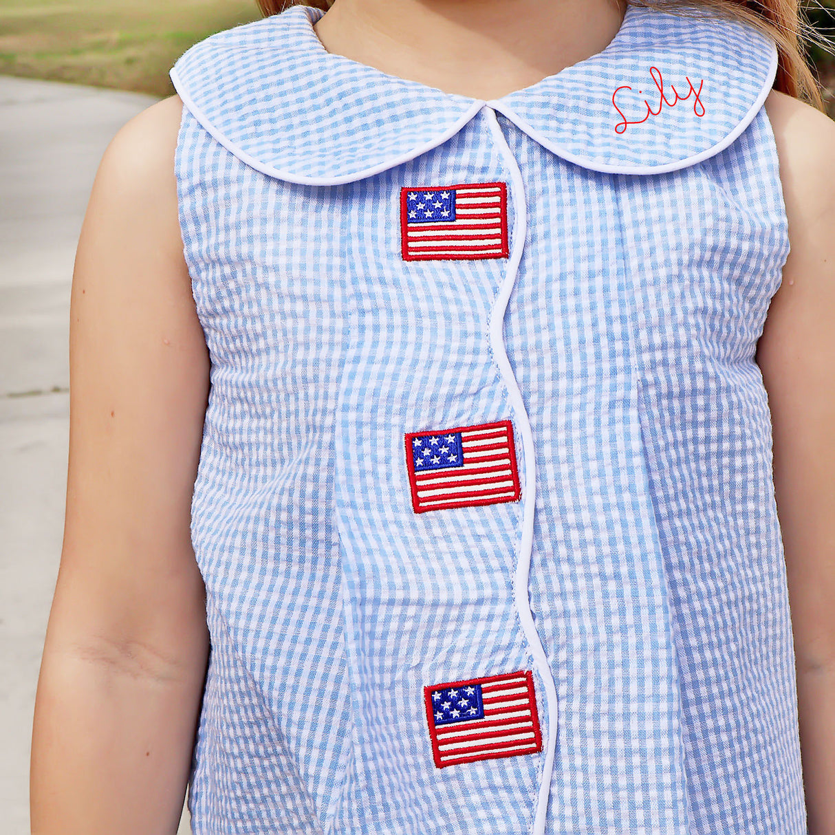 Flag Light Blue Gingham Jane Dress