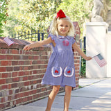 Patriotic Bow Royal Blue Stripe Dress