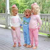 Bow Applique Pink Gingham Jogger Set