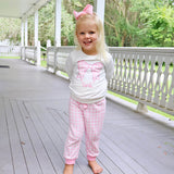 Bow Applique Pink Gingham Jogger Set