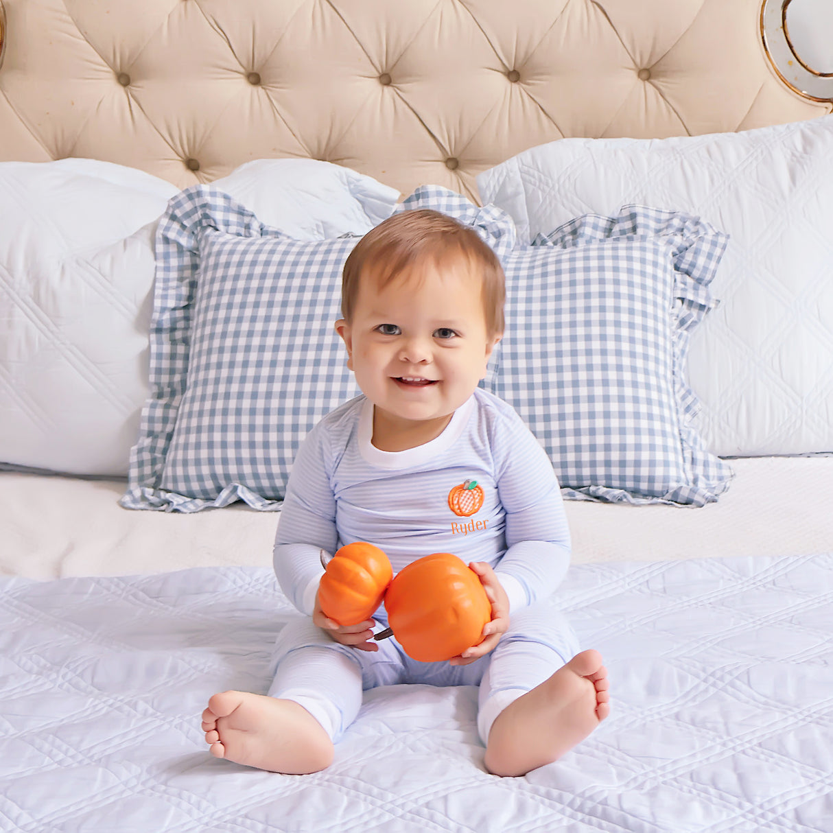 Pumpkin Blue Stripe Pajamas