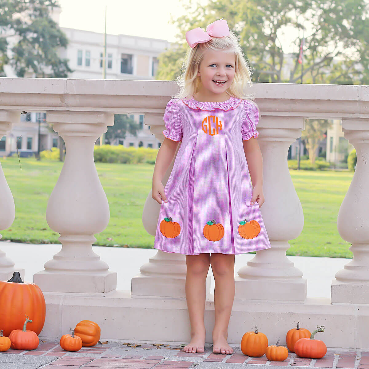 Sweet Pumpkin Pink Gingham Chloe Dress