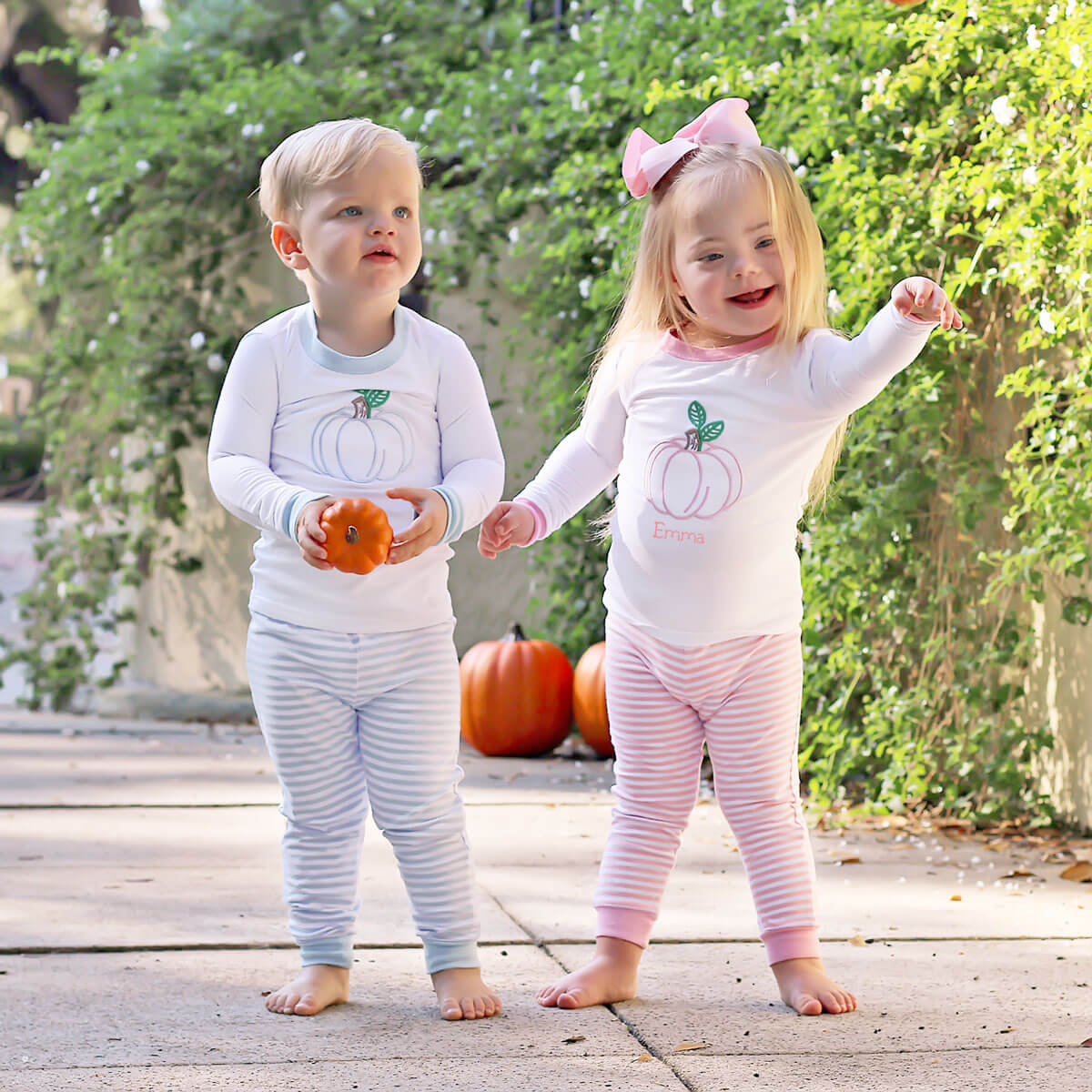 Delightful Pumpkin Pink Stripe Pajamas