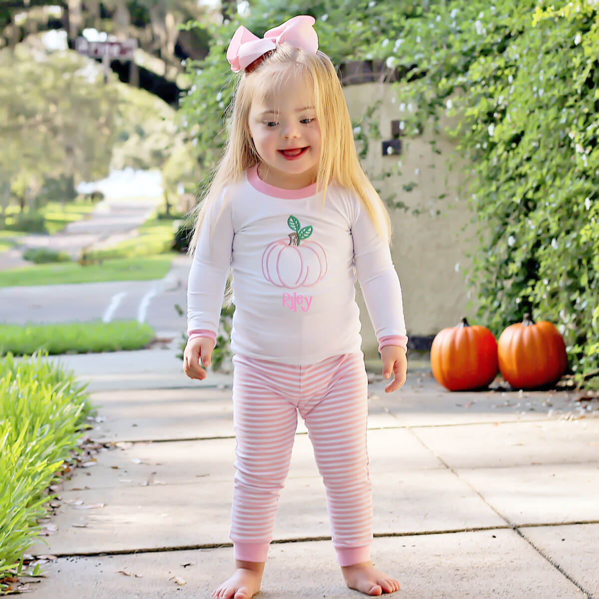 Delightful Pumpkin Pink Stripe Pajamas