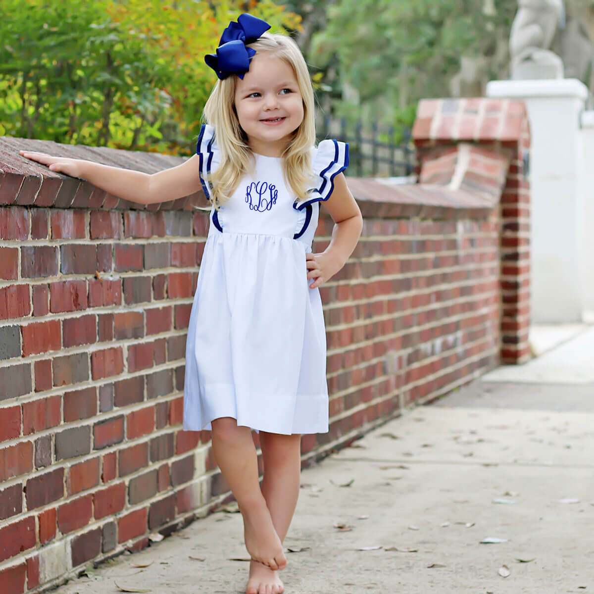 White & Royal Blue Alice Dress by Classic Whimsy - Girls Dresses