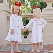 White Nightgown With Red Picot Trim