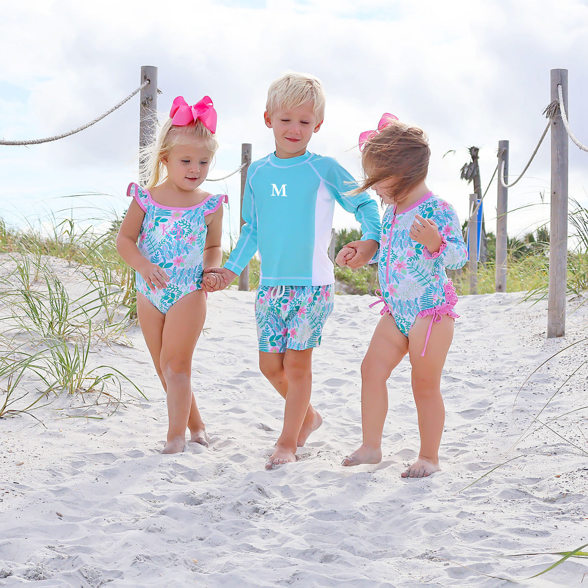 Tropical Island Turquoise Rash Guard