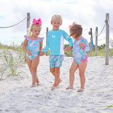 Tropical Island Turquoise Rash Guard