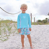 Tropical Island Turquoise Rash Guard