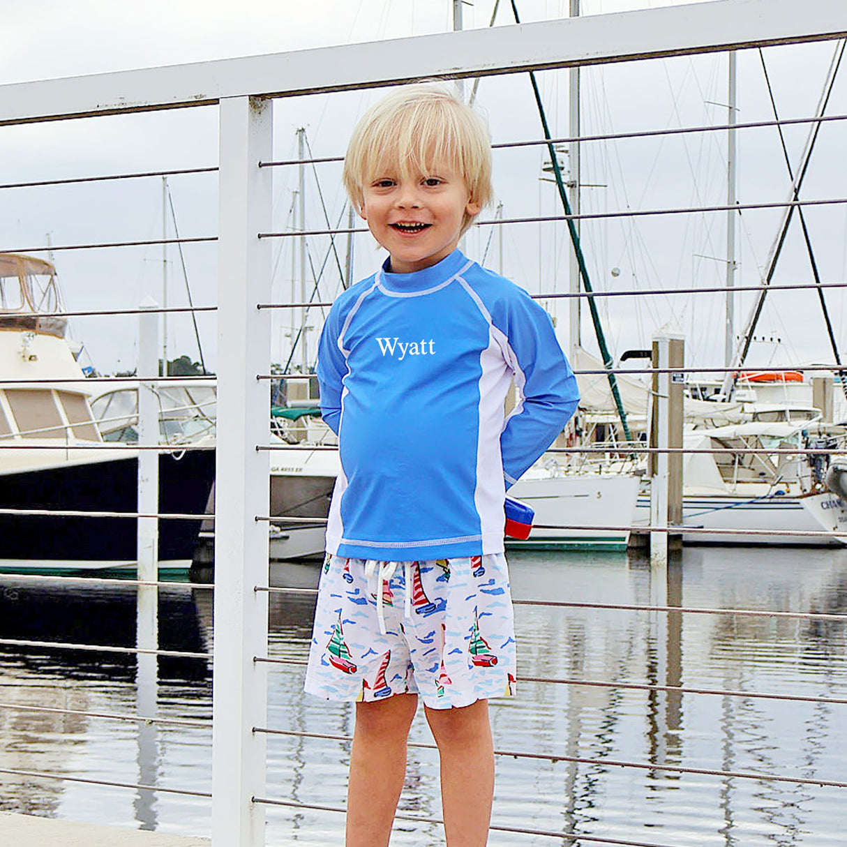 Watercolor Sailboat Swim Trunks