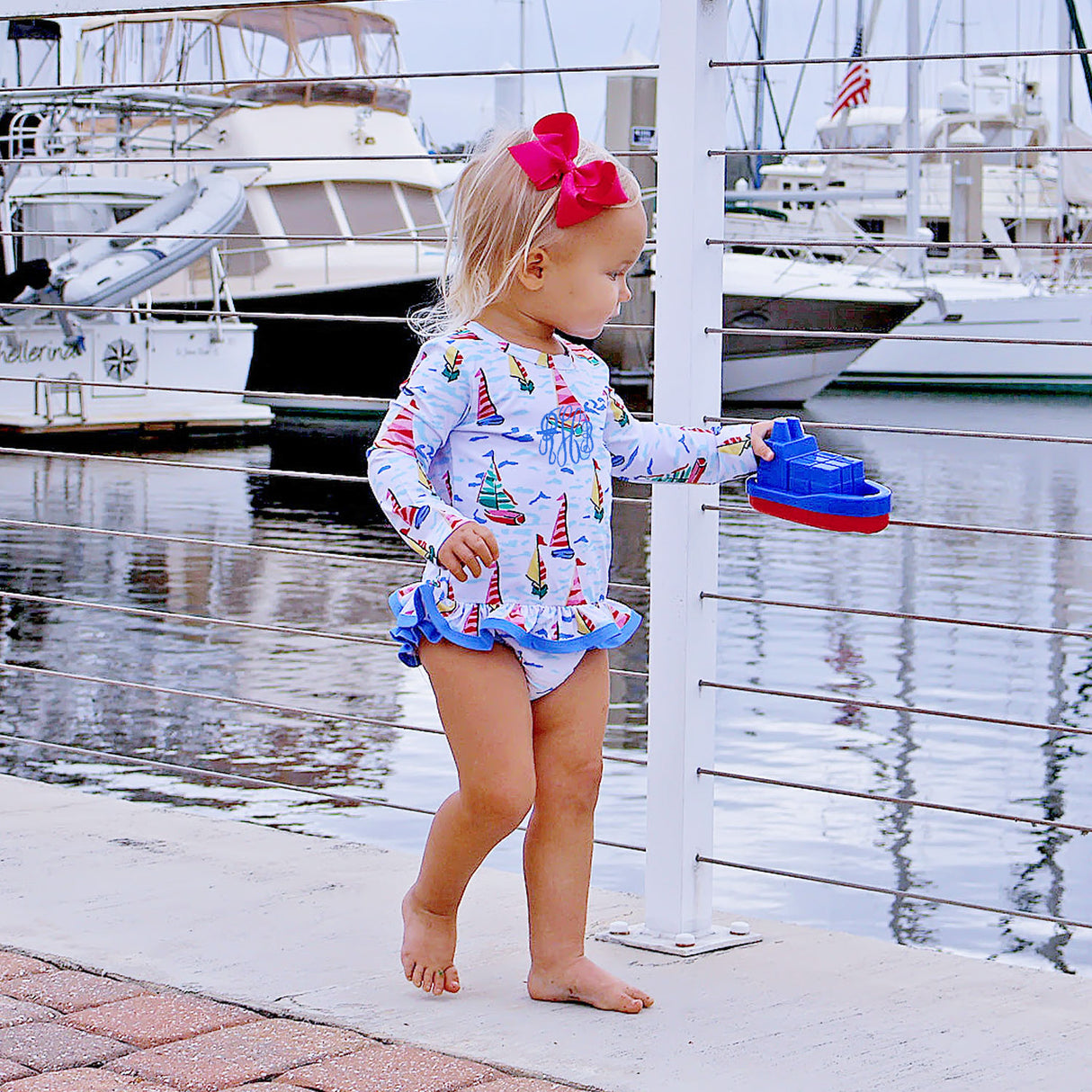 Watercolor Sailboat Rash Guard Set