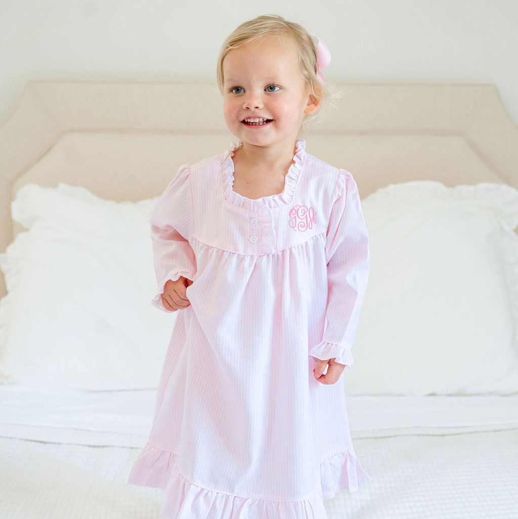 Pink Stripe Long Sleeve Nightgown – Classic Whimsy