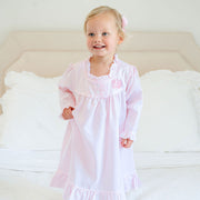 Pink Stripe Long Sleeve Nightgown