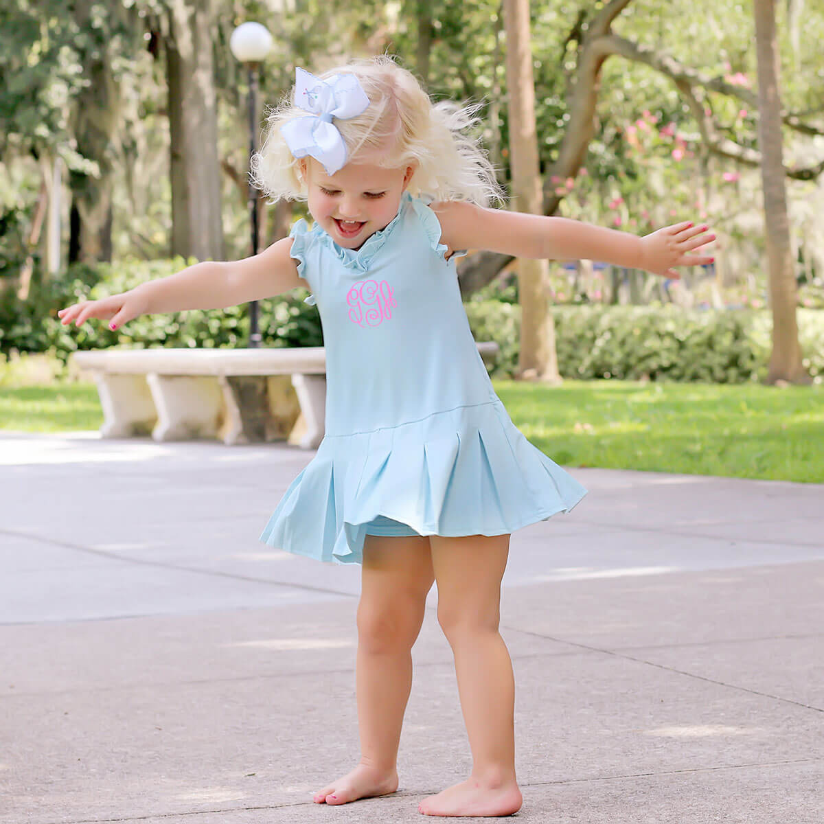 Light Blue Ruffle Tennis Dress by Classic Whimsy Girls Dresses 6