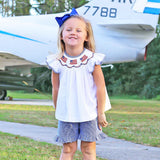 Flag Smocked White Pique Short Set