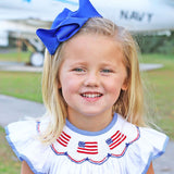 Flag Smocked White Pique Short Set