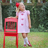 Pink Pique Pleated Heart Applique Dress