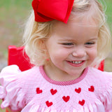 Tiny Hearts Pink Pique Smocked Bishop Bloomer Set