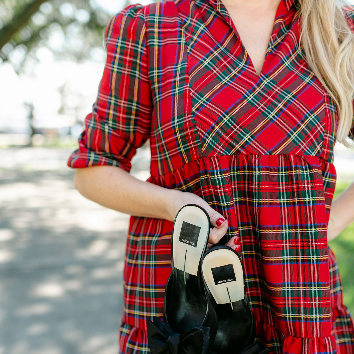 Portland Plaid Red Mom Dress