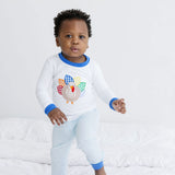 Turkey Applique Light Blue Stripe Pajamas