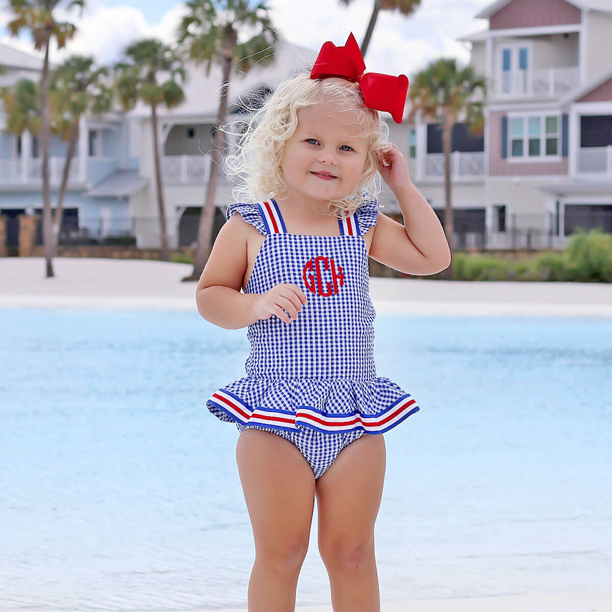 Red White Blue One Piece Swimsuit