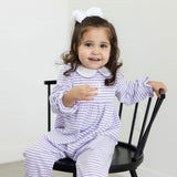 Purple Stripe Ruffle Romper