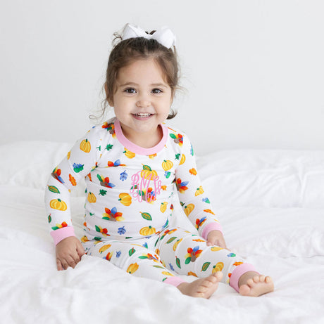 Fall Turkey Print Pink Pajamas